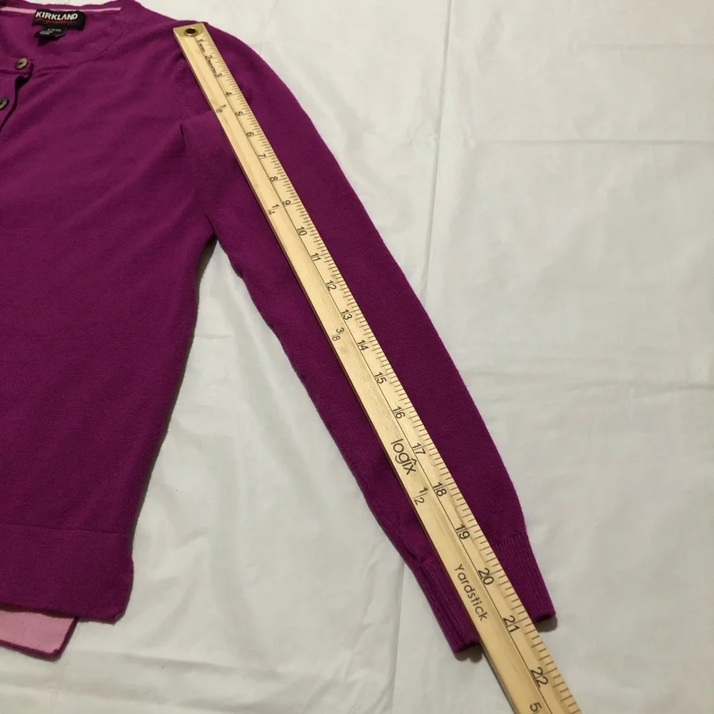 Kirkland Signature Women’s Long Sleeve Button-Up Magenta Purple Cardigan S